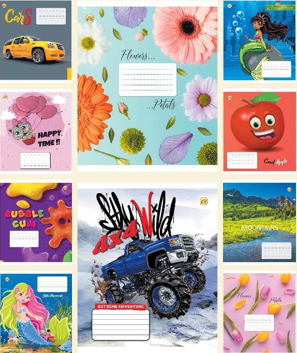 Tetrada Oblique-Line Notebook, 12 Sheets, Assorted
