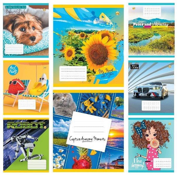 Tetrada Oblique-Line Notebook, 12 Sheets, Assorted - Image 3