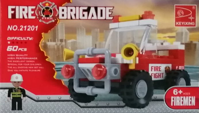 Keyixing Fire Brigade 21201 Firefighting Vehicle Building Set, 60 pcs