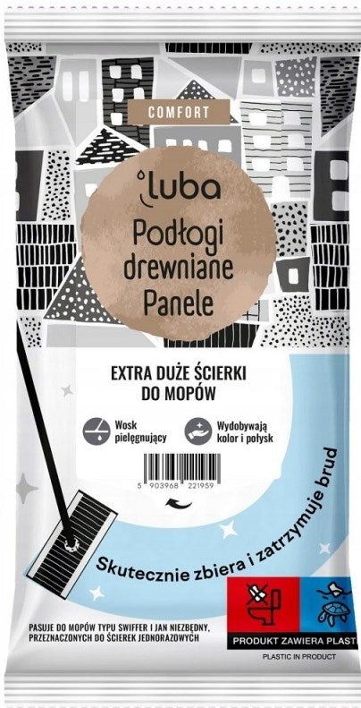 Luba Comfort XXL Wet Floor Wipes for Wood Floors, 12 pcs