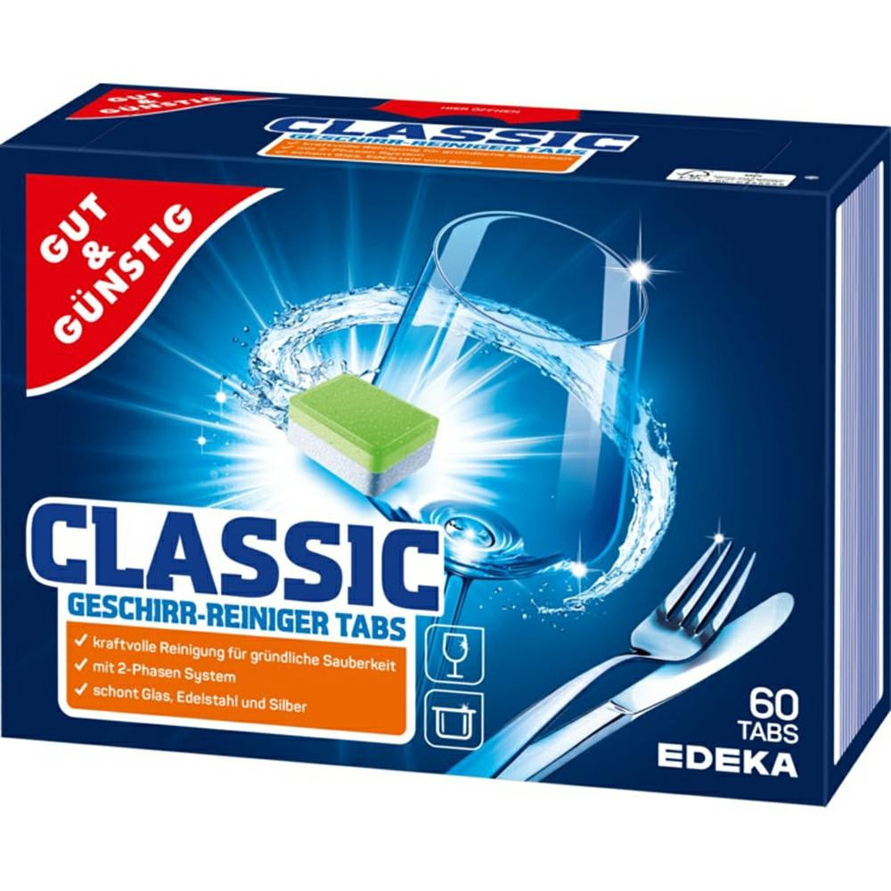 Dishwasher tablets Gut & Gunstig Edeka Power Classic 60 pcs (priced per piece)
