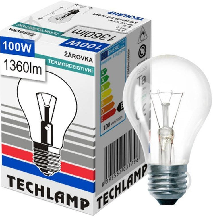 Techlamp Incandescent Light Bulb, 240 V, 100 W