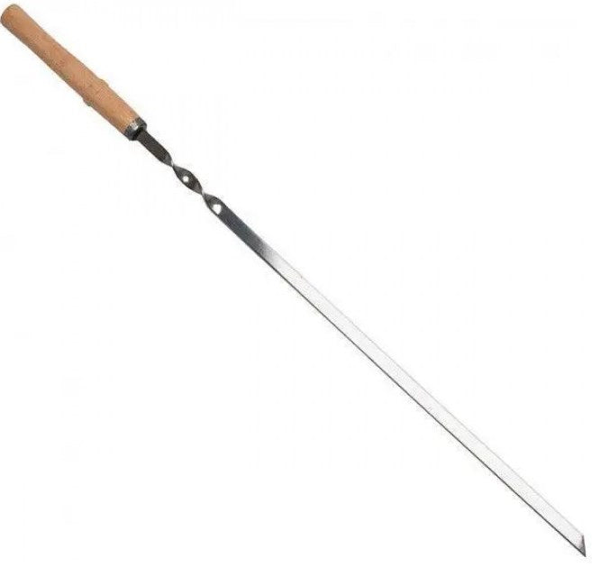 Stainless Steel Skewer with Wooden Handle, 0.2 x 1 x 60 cm