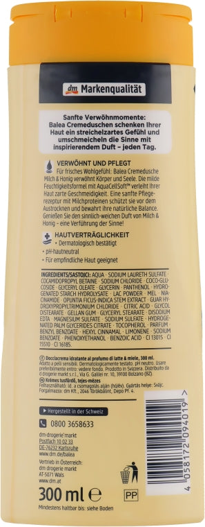 Balea Milk & Honey Shower Gel, 300 mL - Image 2