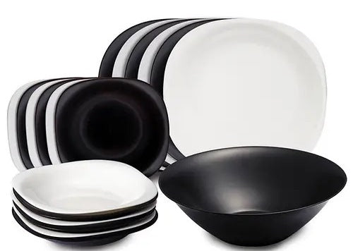 Luminarc Carine Black & White Dinnerware Set for 6, 19 pcs