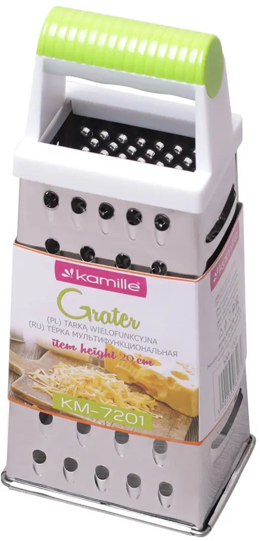Kamille KM7201 Four-Sided Kitchen Grater with Plastic Handle, 22 cm