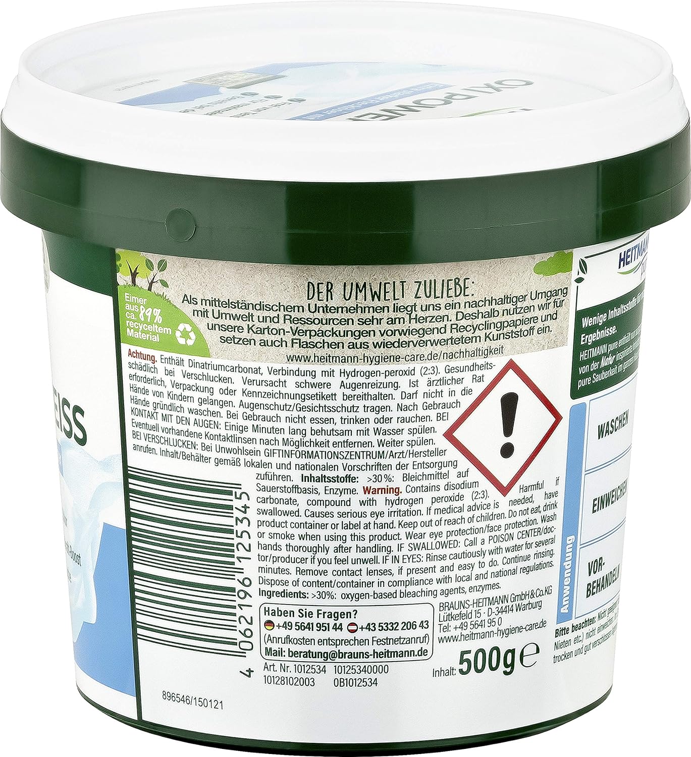 Heitmann OXI Power White Stain Remover & Bleach, 500 g - Image 3