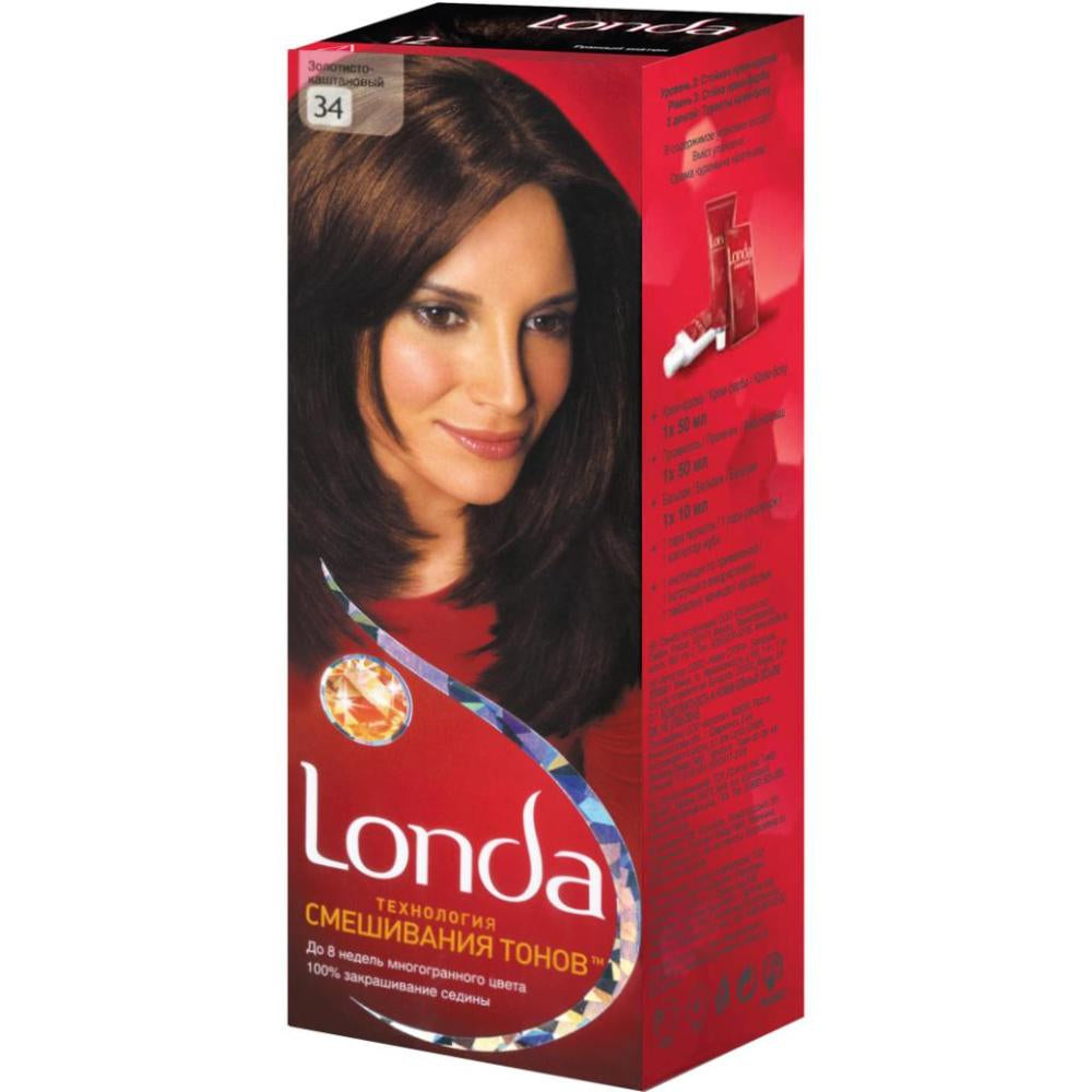 Londa 34 Golden Chestnut Permanent Cream Hair Color, 110 mL