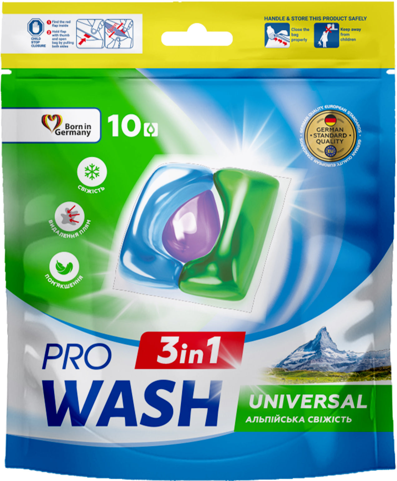 Pro Wash Universal Alpine Freshness Laundry Detergent Pods, 10 pcs