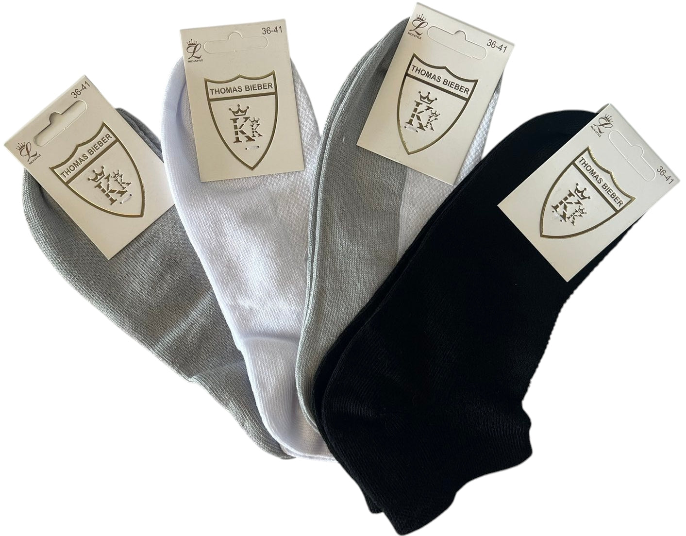L Thomas Bieber Women's Short Mesh Socks, Size 36-41