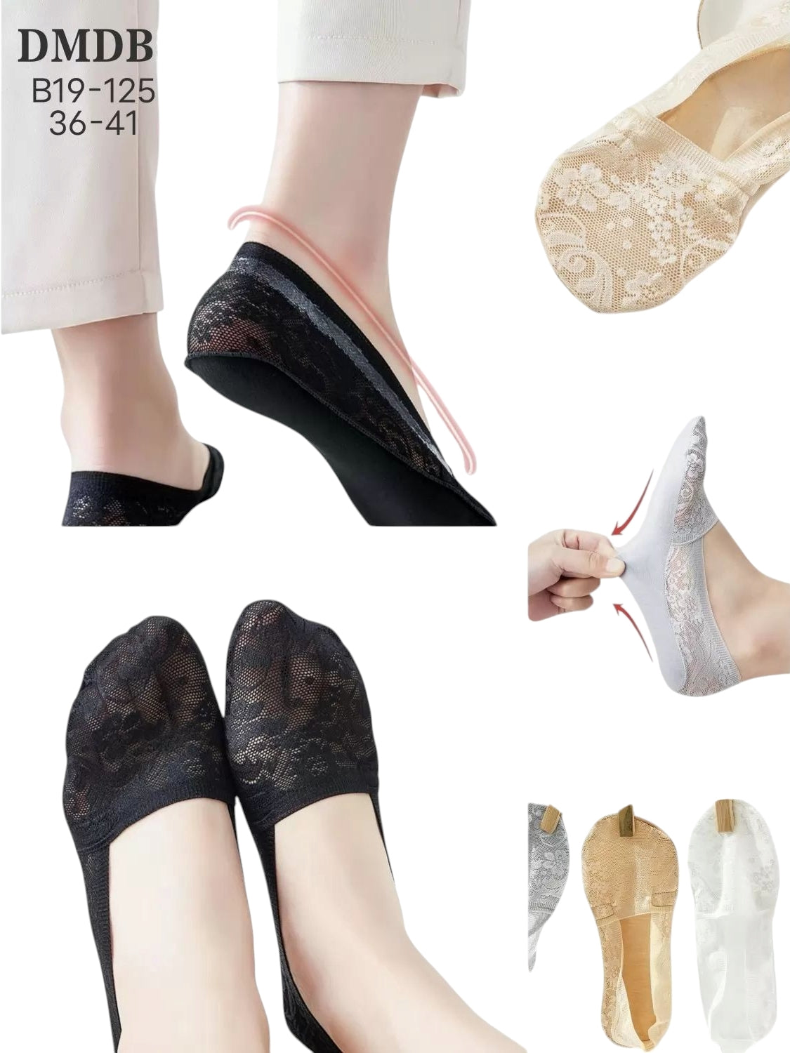 DMDBS B19-125 Women's Footie Socks, Size 36-41