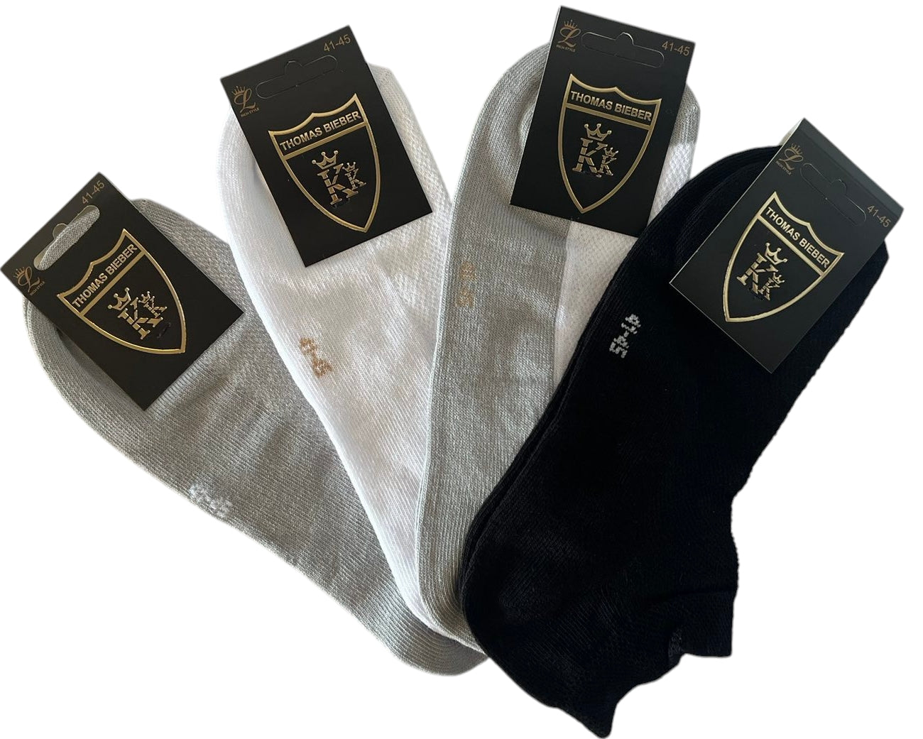L Thomas Bieber Men's Short Mesh Socks, Size 41-45