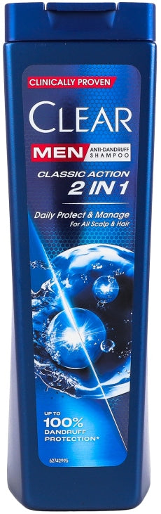 Clear Men's Daily Protection & Care 2-in-1 Anti-Dandruff Shampoo, 225 mL