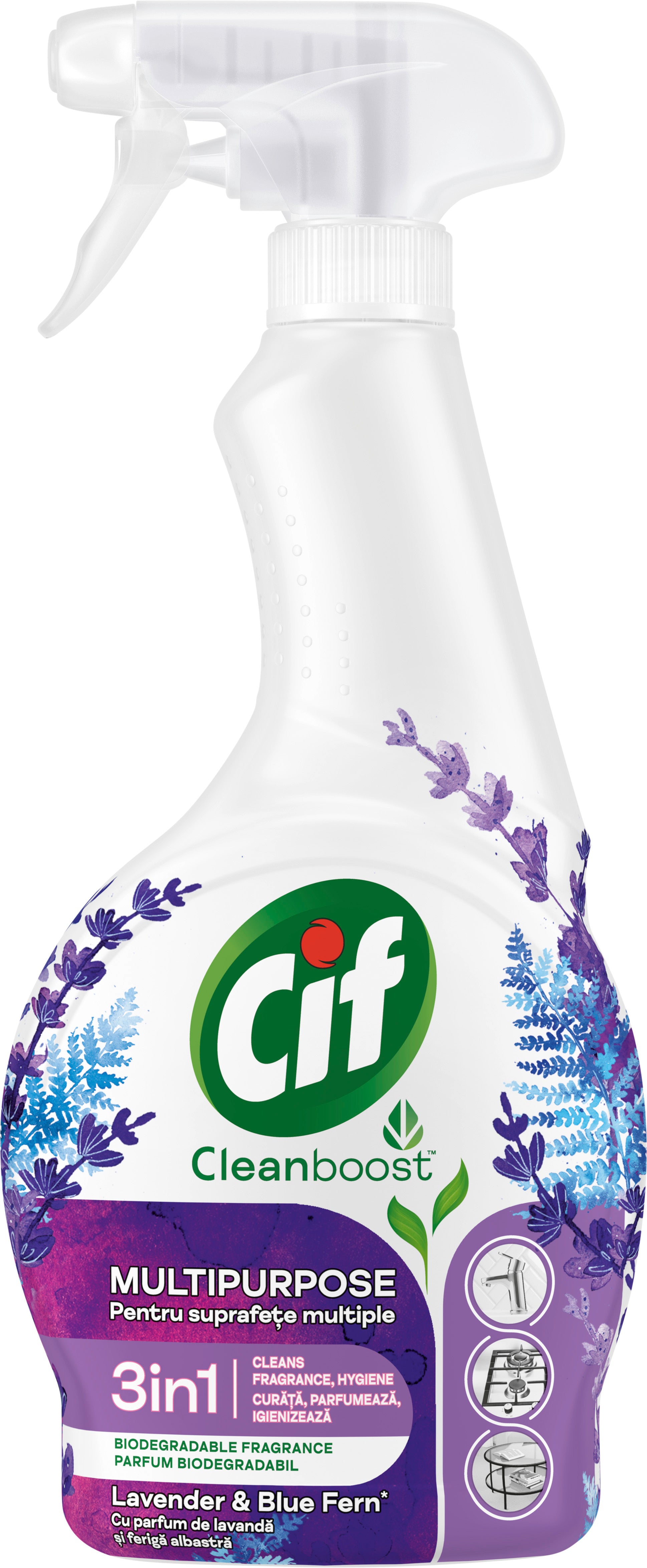 Cif 3-in-1 Lavender & Blue Fern Multipurpose Cleaning Spray, 500 mL