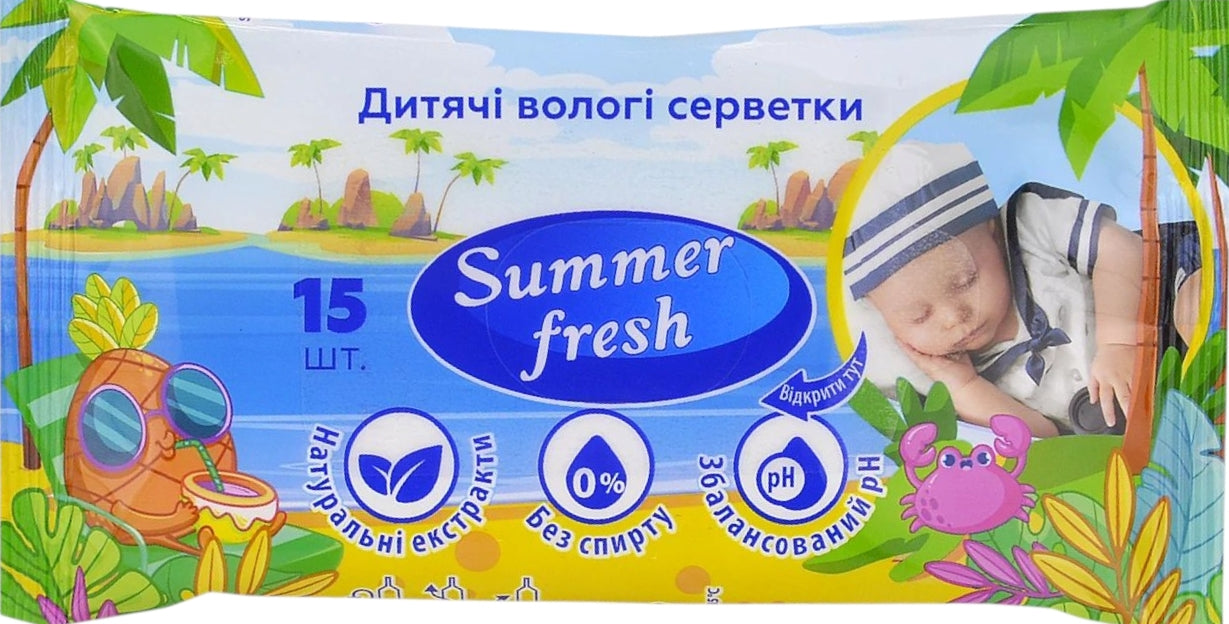 Summer Fresh Kids' Wet Wipes, 15 Count