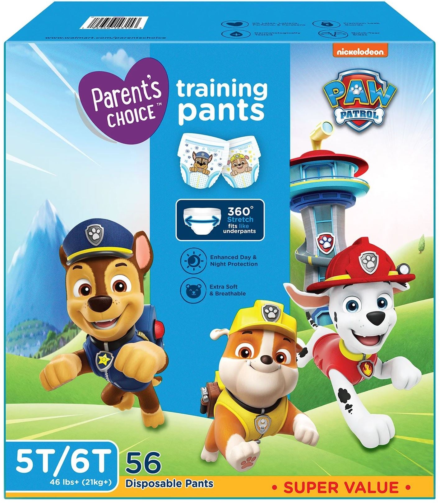 Parent's Choice Paw Patrol Boys' Pull-Up Diaper Pants, Size 7 (21+ kg), 56 Count
