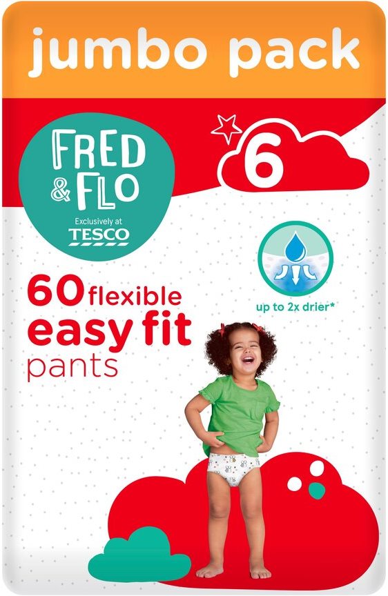 Fred & Flo Easy Fit Size 6 Baby Pull-Up Diaper Pants, 15+ kg, 60 pcs