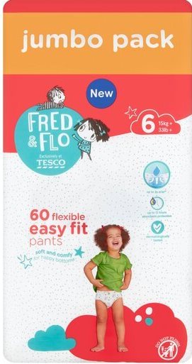 Fred & Flo Easy Fit Size 6 Baby Pull-Up Diaper Pants, 15+ kg, 60 pcs - Image 2