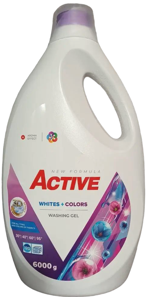 Active Whites + Color Laundry Detergent Gel, 120 Loads, 6 kg