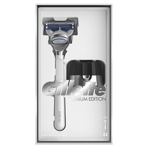 Gillette SkinGuard Sensitive Premium Edition Men's Gift Set: Razor, Cartridge & Stand