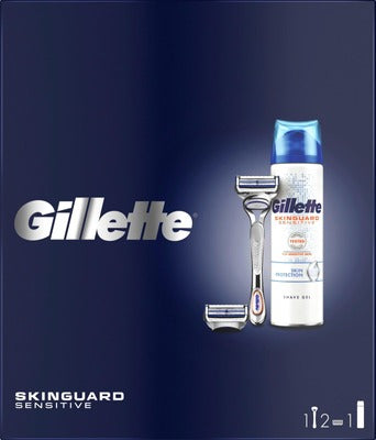 Gillette SkinGuard Sensitive Men's Gift Set: Shaving Gel, Razor & 2 Cartridges