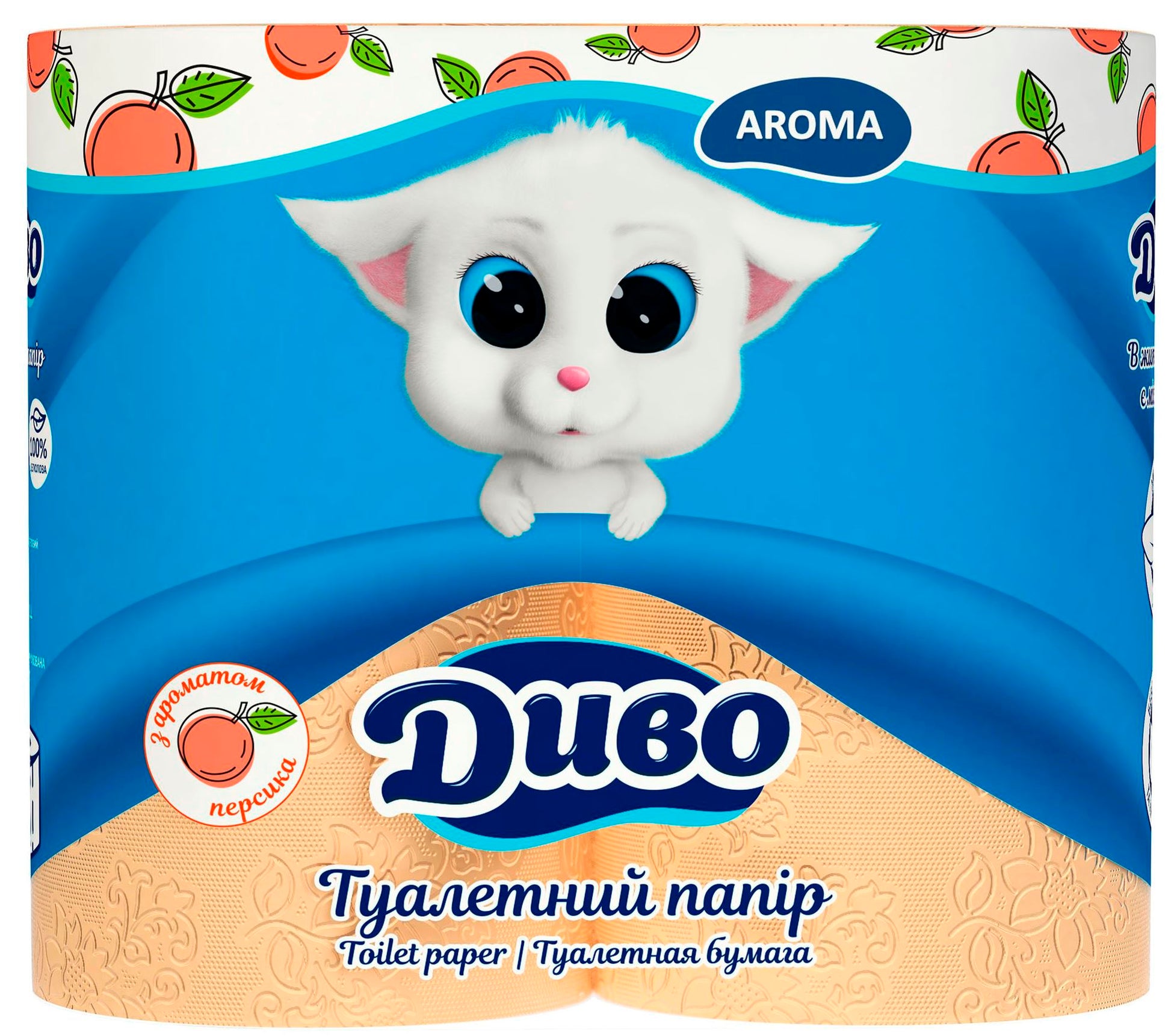 Dyvo Aroma Peach 2-Ply Toilet Paper, 6 + 2 Rolls