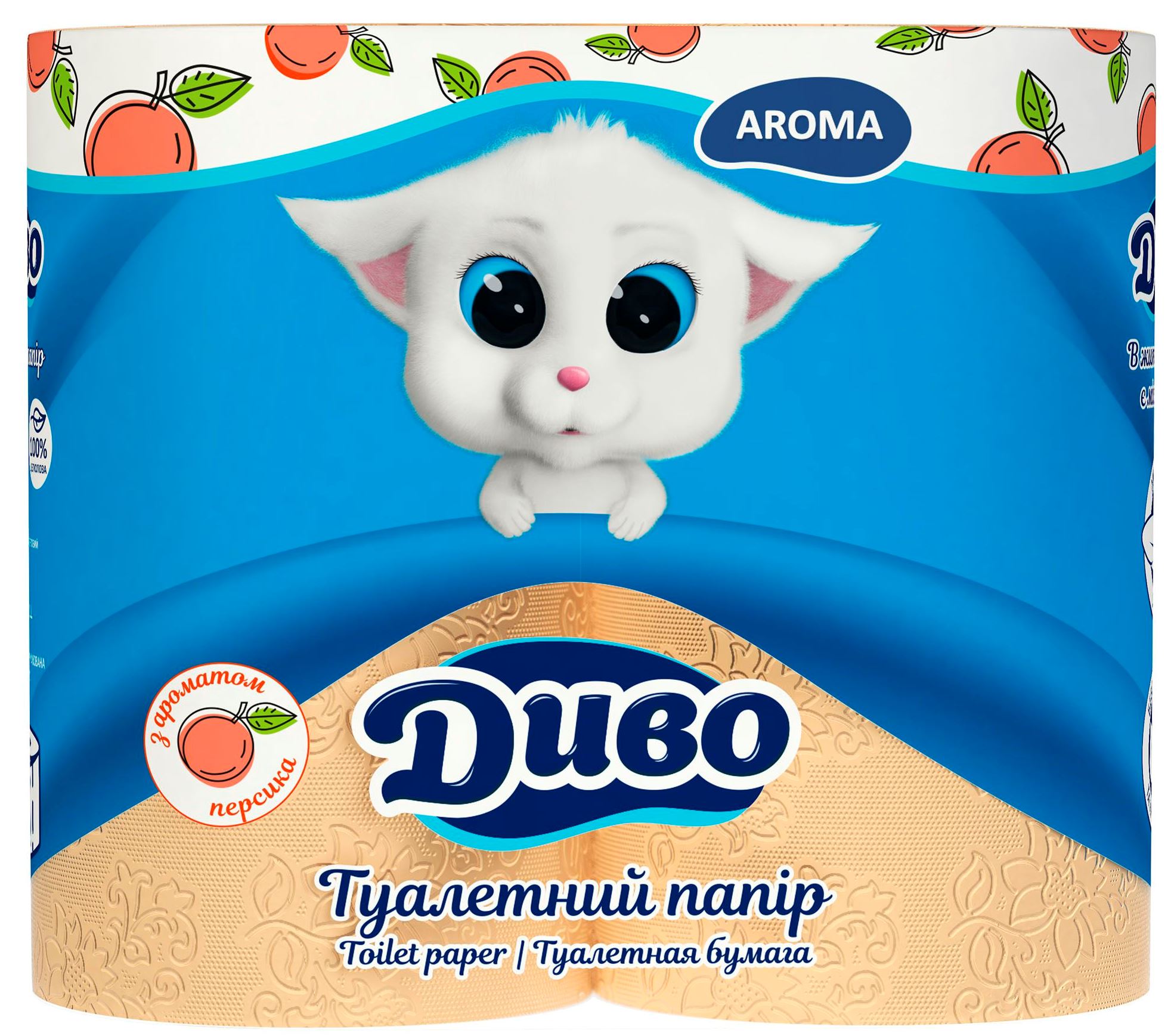 Dyvo Aroma Peach 2-Ply Toilet Paper, 6 + 2 Rolls