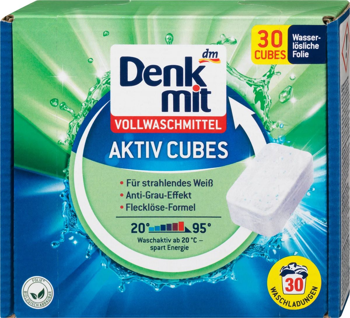 Denkmit Activ Cubes Universal Laundry Detergent Tablets, 30 pcs (Price per 1 pc)