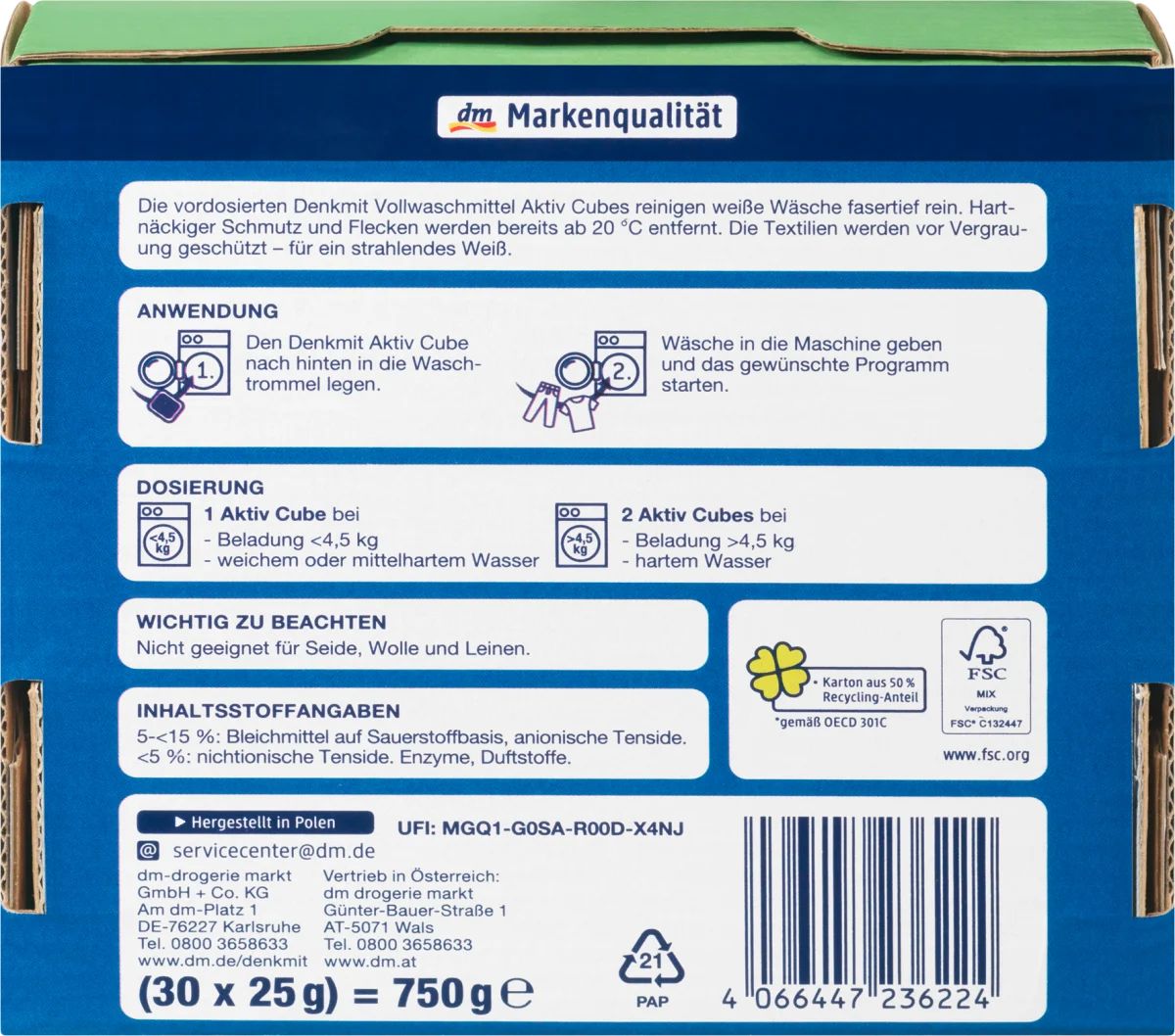 Denkmit Activ Cubes Universal Laundry Detergent Tablets, 30 pcs (Price per 1 pc) - Image 2