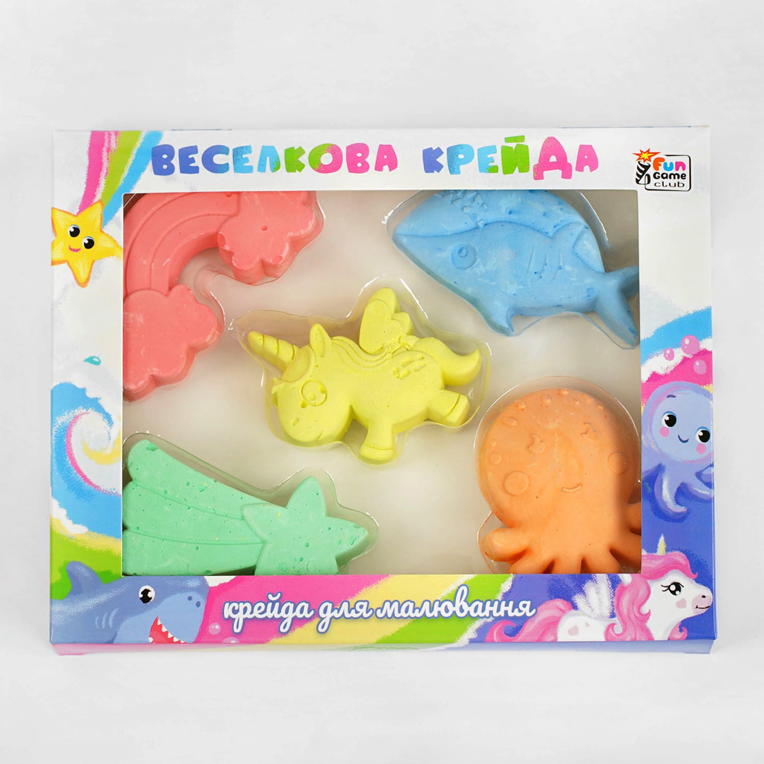 4 Fun Game Club 99993 Rainbow Colored Chalk, 5 pcs