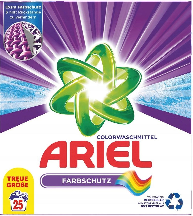 Ariel Color Laundry Detergent Powder Box, 25 Loads, 1.625 kg