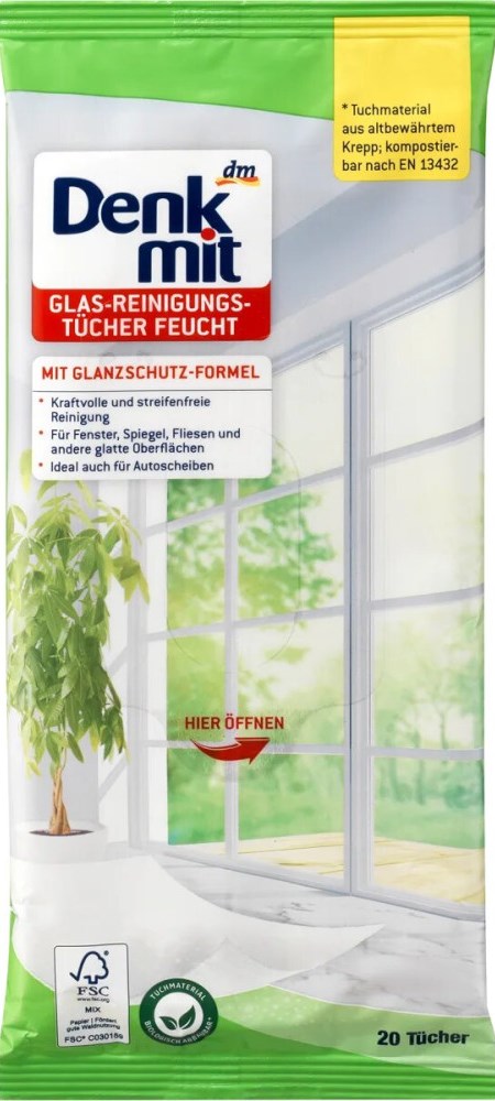 Denkmit Glass & Window Cleaning Wipes, 20 pcs