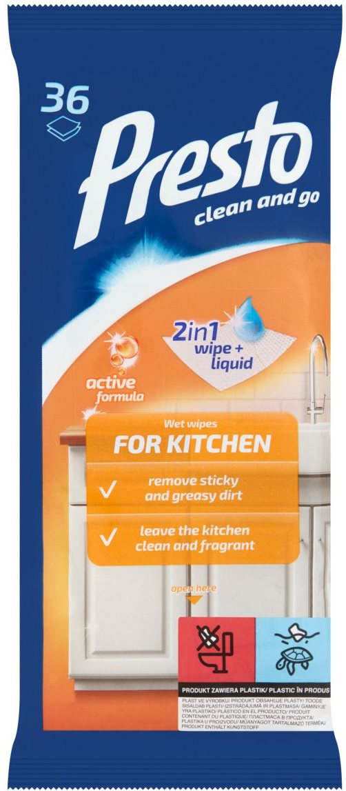 Presto Kitchen Cleaning Wipes, 36 pcs