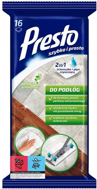 Presto Floor Cleaning Wipes, 16 pcs