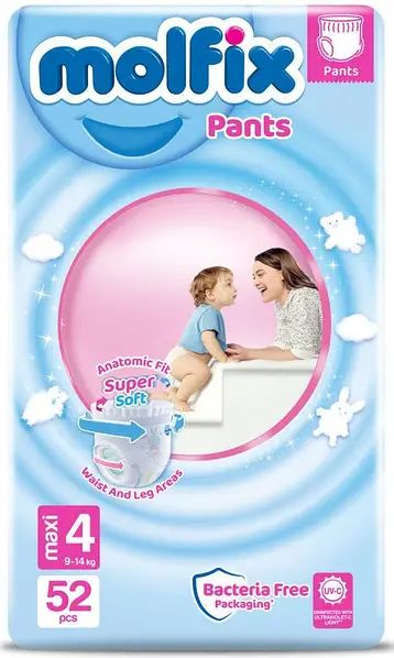 Molfix Size 4 Baby Pull-Up Diaper Pants, 9-14 kg, 52 pcs