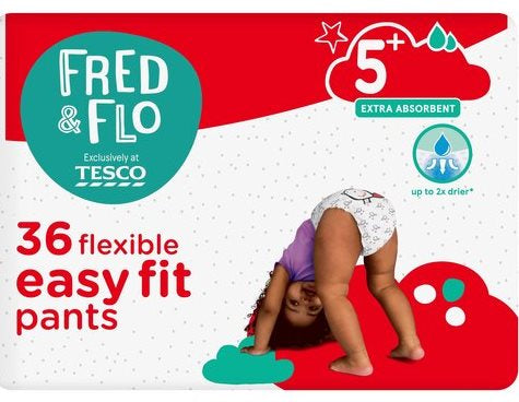 Fred & Flo Easy Fit Size 5+ Baby Pull-Up Diaper Pants, 14-20 kg, 36 pcs