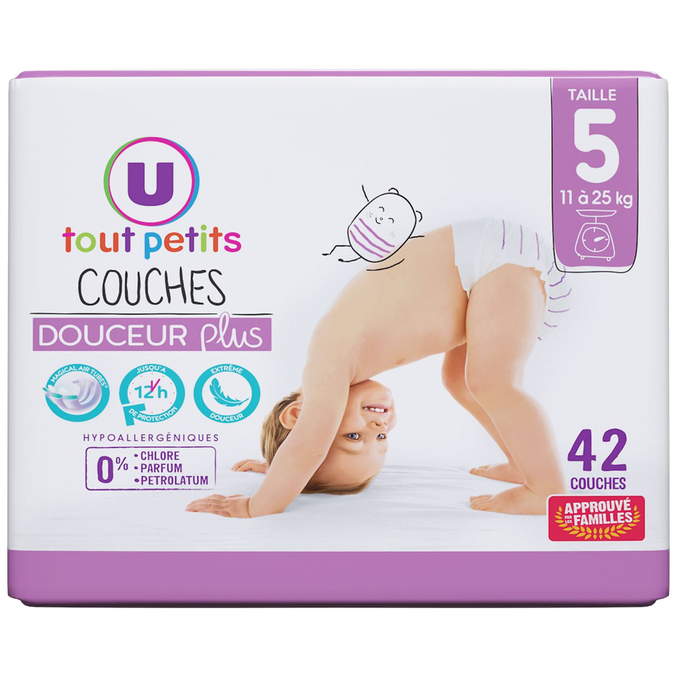 U Tout Petits Douceur Plus 5 Baby Diapers, 11-25 kg, 42 pcs - Image 2