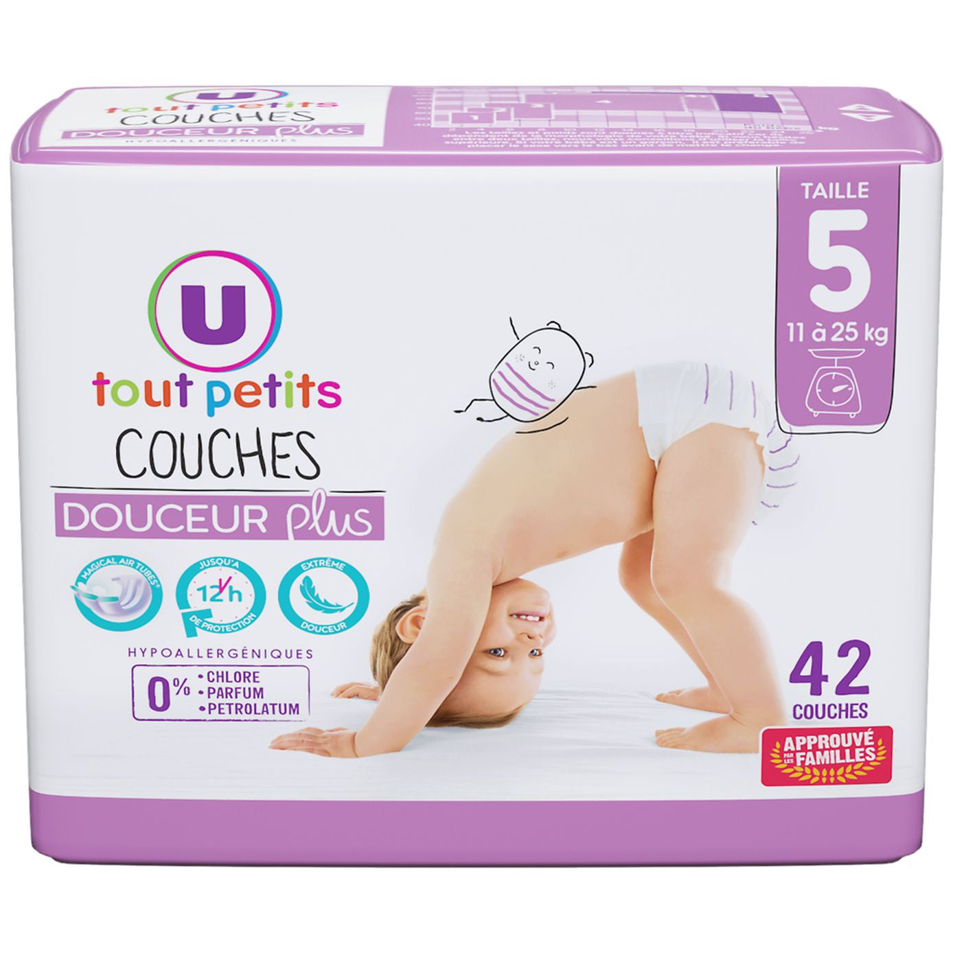 U Tout Petits Douceur Plus 5 Baby Diapers, 11-25 kg, 42 pcs - Image 3