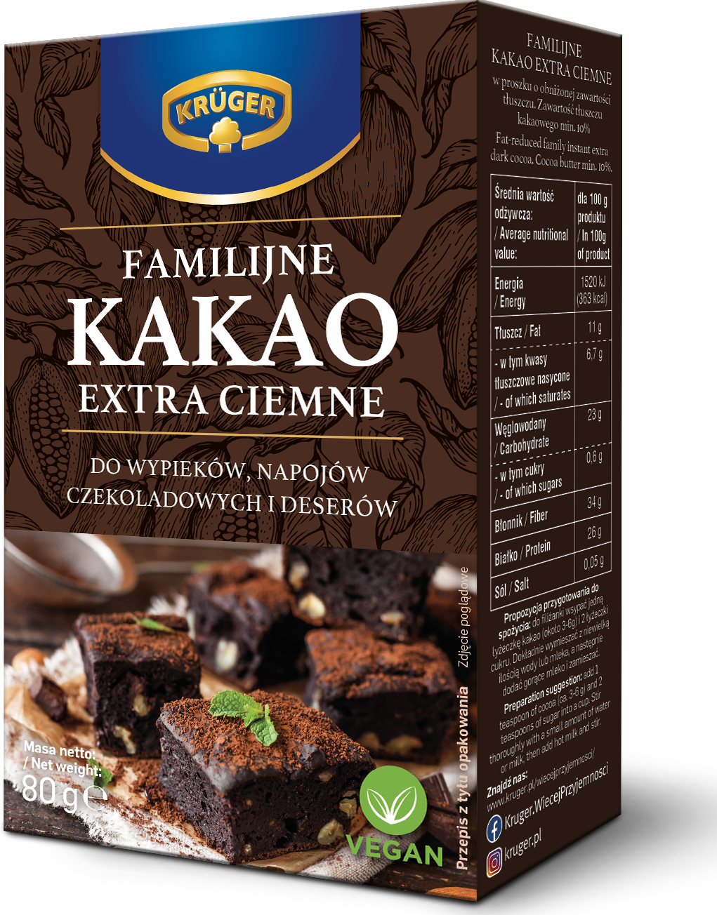 Kruger Extra Dark Cocoa Powder, 80 g