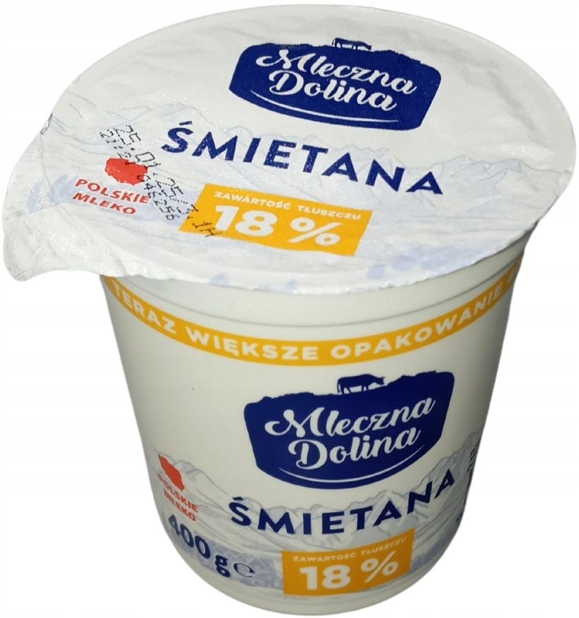 Mleczna Dolina Sour Cream in Cup 18%, 400 g