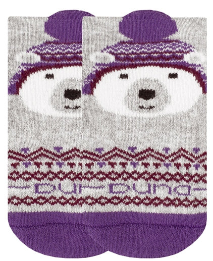 Duna 4113 Light Gray Patterned Winter Kids' Socks, Size 12-14