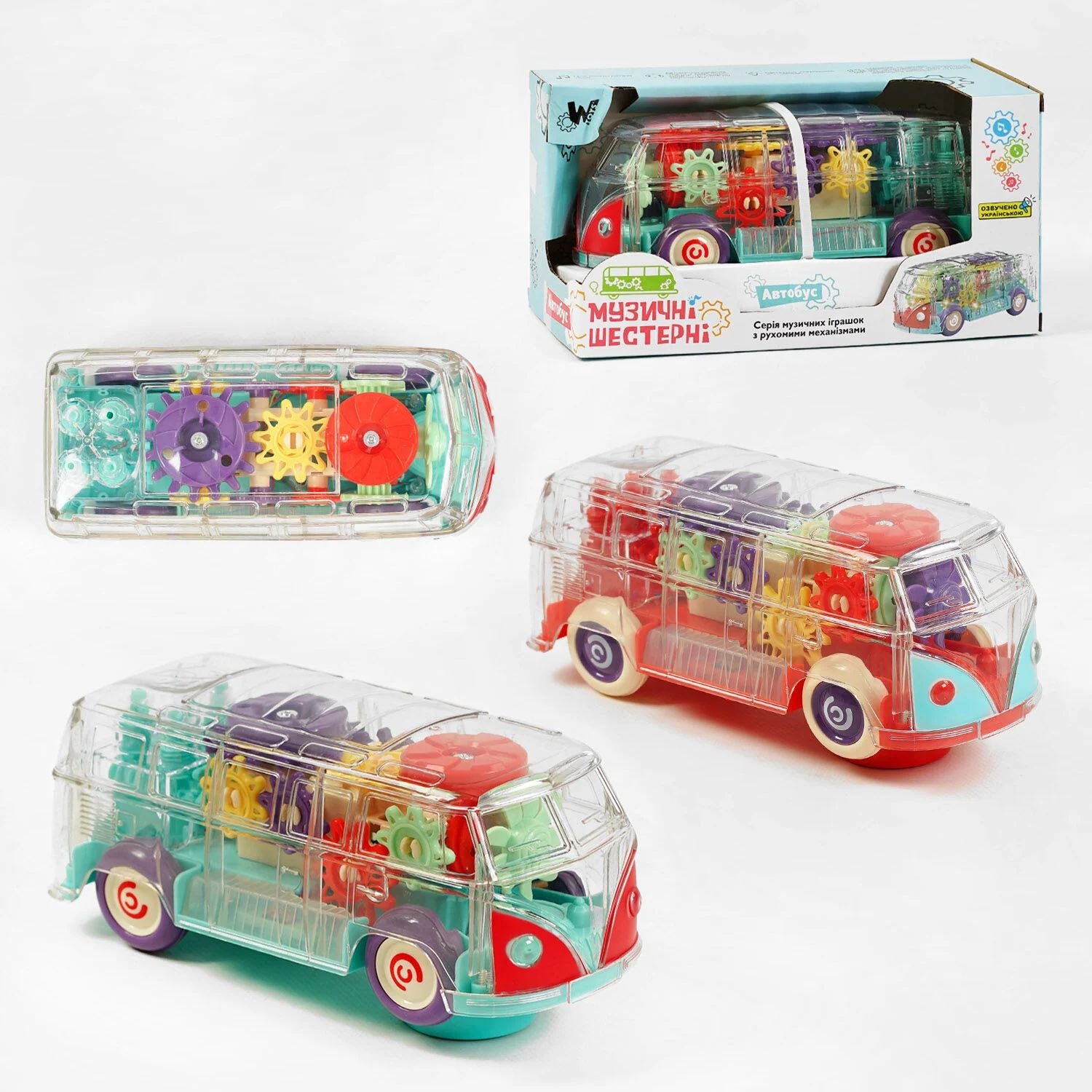 WToys 60275 Transparent Bus with Musical Gears