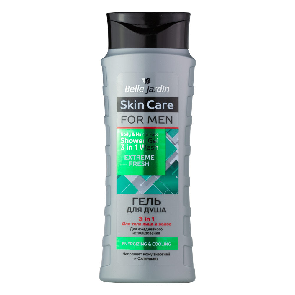Belle Jardin Skin Care for Men Extreme Fresh 3-in-1 Shower Gel, 420 mL