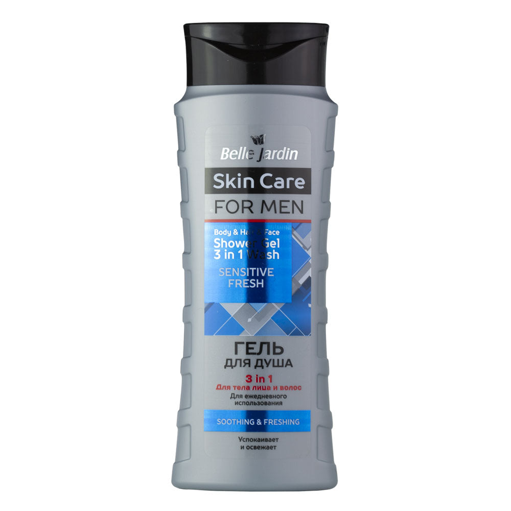 Belle Jardin Skin Care for Men Sensitive Fresh 3-in-1 Shower Gel, 420 mL