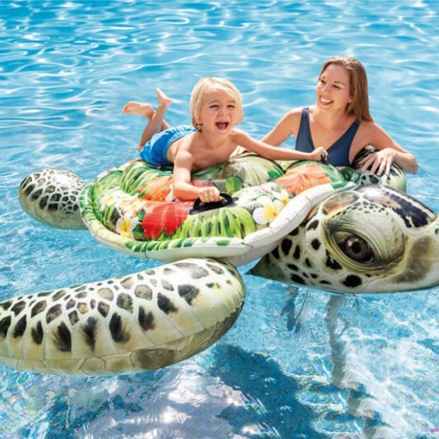 Intex 57555 Turtle Inflatable Air Mattress for Ages 3+, 191 x 170 cm - Image 3