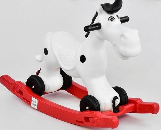 Pilsan 07-914 2-in-1 Horse Rocker & Ride-On with Black Handles, Removable Tray & Wheels - Image 2