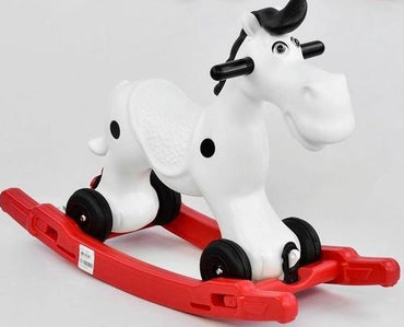 Pilsan 07-914 2-in-1 Horse Rocker & Ride-On with Black Handles, Removable Tray & Wheels - Image 2