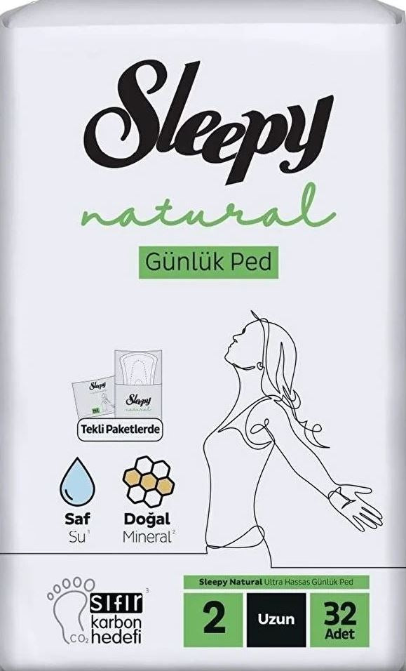Sleepy Natural Long Panty Liners, 32 pcs