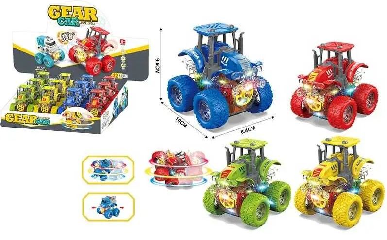 YM 1112 F Friction-Powered Tractor with Lights, Rotating Gears & Rubber Wheels