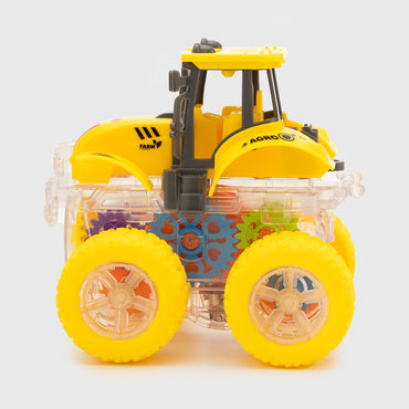 YM 1112 F Friction-Powered Tractor with Lights, Rotating Gears & Rubber Wheels - Image 2